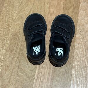 TODDLER VANS - size 7 all black with Velcro straps